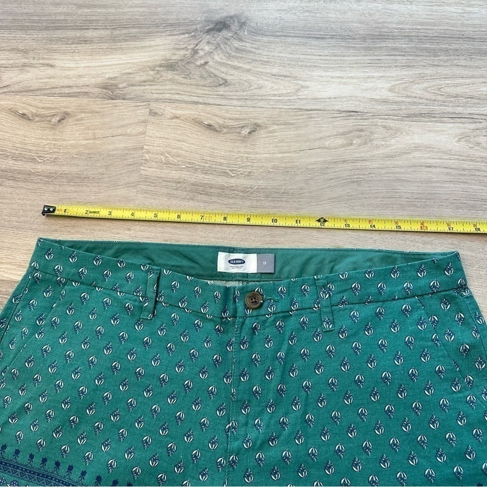 NWT Old Navy Turquoise Green Paisley Floral Linen Shorts Size 12 Summer Boho - Picture 4 of 10